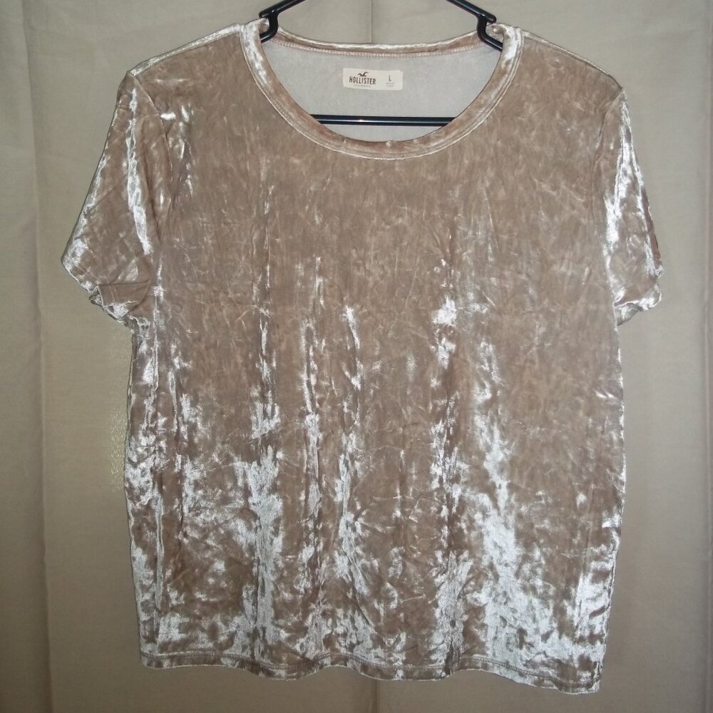 Large American Eagle short sleeve Champagne velour shirt